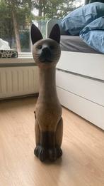 Mooi houten beeld van mooie kat, Tuin en Terras, Tuinbeelden, Ophalen of Verzenden, Nieuw, Hout