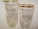2 Stuks oude emaille Stella Artois bierglazen van 33 cl, Ophalen of Verzenden, Gebruikt, Glas of Glazen, Stella Artois