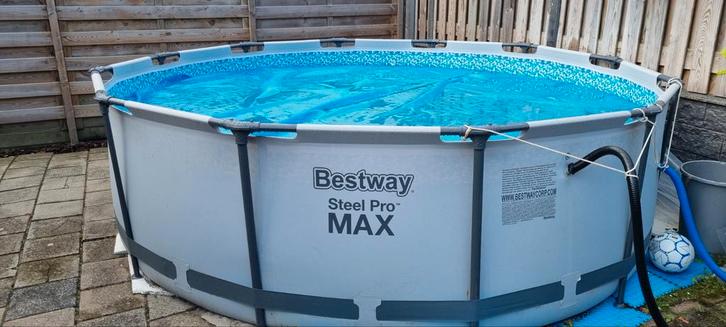 Bestway steel pro 366x100 incl grote zandfilter pomp, Tuin en Terras, Zwembaden, Gebruikt, 200 tot 400 cm, 300 cm of meer, Rond