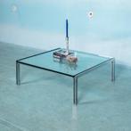 Minimalist glazen salontafel Metaform, Midmod coffeetable, Gebruikt, Bauhaus, Vierkant, Ophalen of Verzenden