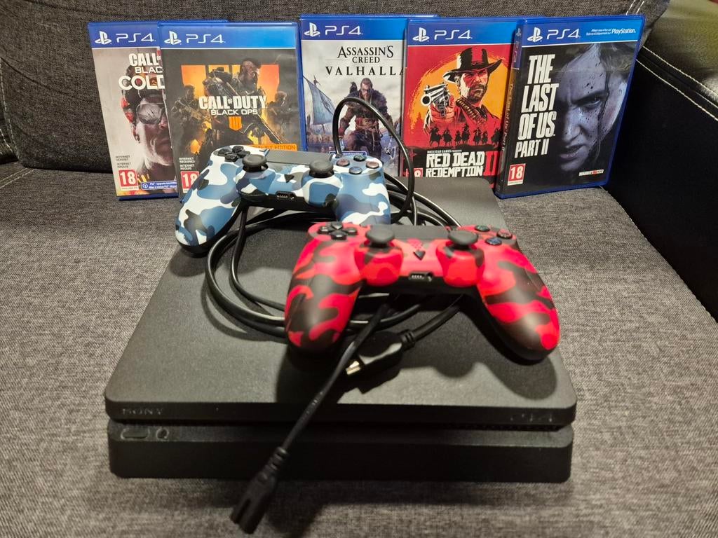 Playstion 4 slim te koop, Ophalen of Verzenden, Met 2 controllers, Slim