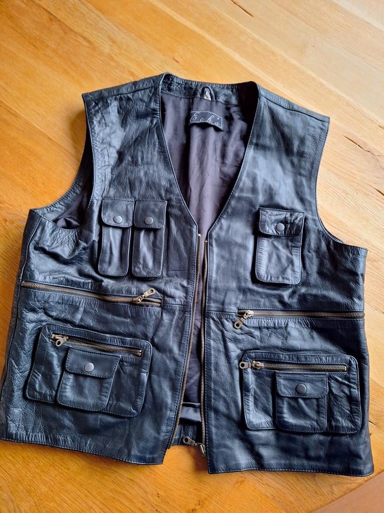 Leder bodywarmer grote maat, Kleding | Heren, Bodywarmers, Ophalen of Verzenden, Overige maten, Zwart