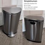 RVS afvalbak zilver Simplehuman prullenbak, Ophalen, 50 tot 75 cm, 40 liter of meer, Zo goed als nieuw