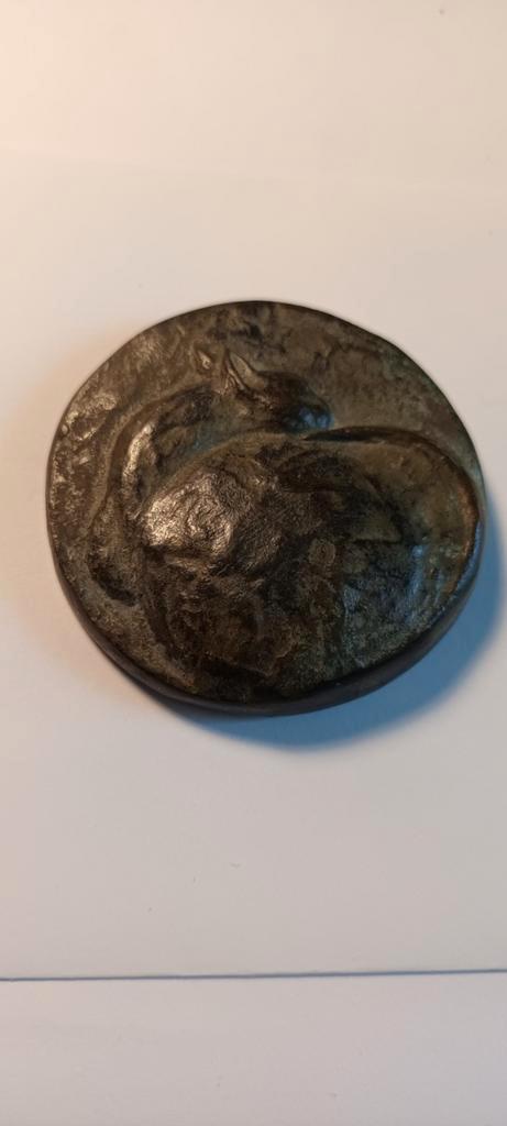 Antieke Bronzen Medaille met cat, Antiek en Kunst, Kunst | Beelden en Houtsnijwerken, Ophalen of Verzenden