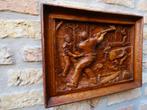 3D houtsnijwerk plaquette lijst H.Mariot gesig. houthakkers, Antiek en Kunst, Kunst | Beelden en Houtsnijwerken, Ophalen of Verzenden