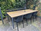 Tuintafel metaal met hout, Tuin en Terras, Ophalen, Gebruikt, Rechthoekig, Hout