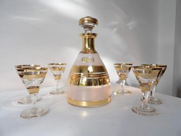 Art Deco Likeurset Booms glas, goud/gesatineerd beschikbaar voor biedingen