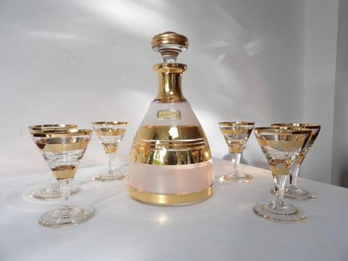 Art Deco Likeurset Booms glas, goud/gesatineerd, Antiek en Kunst, Antiek | Glas en Kristal, Ophalen of Verzenden