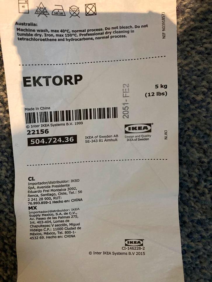 IKEA Ektorp hoes - Lichtgrijs, gestoomd!, Huis en Inrichting, Banken | Bankstellen, Zo goed als nieuw, Rechte bank, Tweepersoons