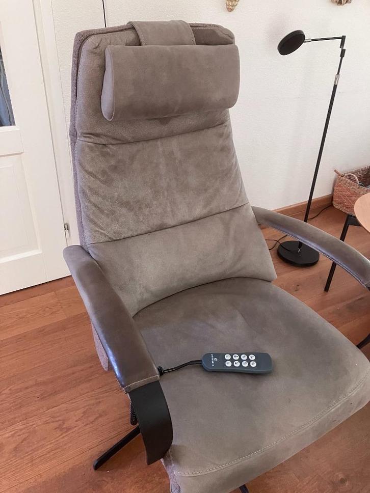 Luxe sta-op-relaxstoel Prominent Vicenza, Huis en Inrichting, Fauteuils, Gebruikt, Leer, Metaal, Stof, 50 tot 75 cm, Minder dan 75 cm