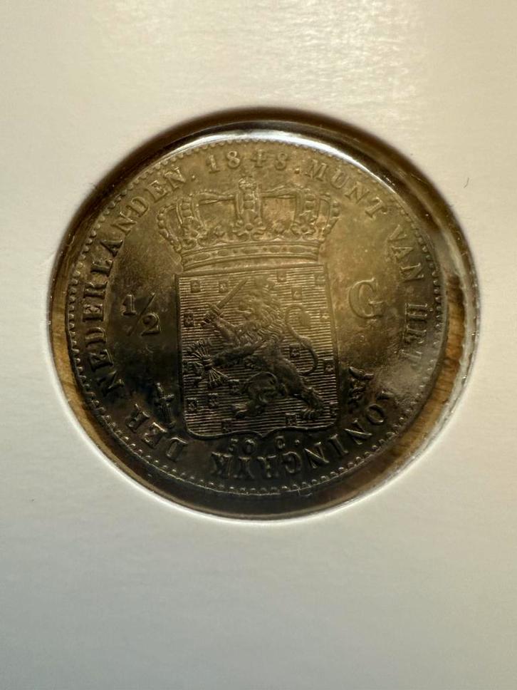 Halve gulden 1848 willem II, Postzegels en Munten, Munten | Nederland, Losse munt, ½ gulden, Koning Willem II, Zilver, Ophalen