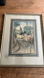 Aquarel straatbeeld  ingelijst kunsthandel Groeneveld adam, Antiek en Kunst, Verzenden