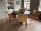 4 design eetkamerstoelen echt leer, Huis en Inrichting, Stoelen, Ophalen, Overige kleuren, Leer, Zo goed als nieuw
