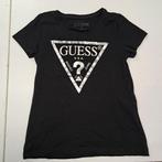 GUESS Kids logo T-shirt zwart met zilver maat 116-122 48735, Meisje, ., Guess, Ophalen of Verzenden