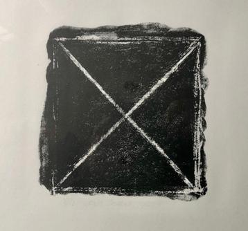 Lithografie Ger Taken twee stuks vierkant driehoek 1980