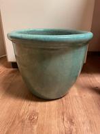 Geglazuurde grote bloempot, Tuin en Terras, Bloempotten, Ophalen, Zo goed als nieuw, Rond, Aardewerk