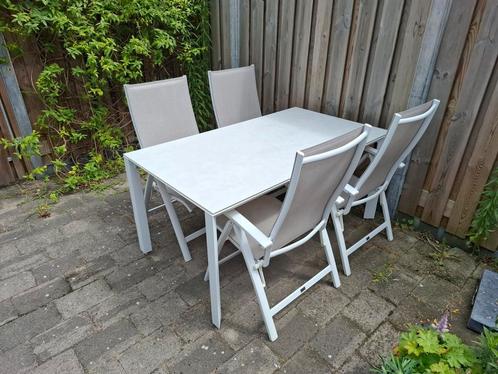 Tuinset Bellagio wit/grijs 1.60 m tuinset zgan, Tuin en Terras, Tuinsets en Loungesets, Zo goed als nieuw, Aluminium, Ophalen