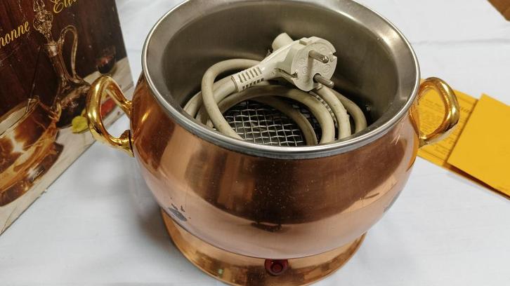 Vintage Nigro elektrische fonduepan koper (700W), Witgoed en Apparatuur, Fonduesets, Gebruikt, Fonduepan, Elektrisch, Ophalen of Verzenden