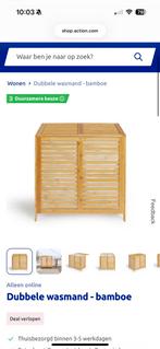 2x dubbele wasmand bamboe, Huis en Inrichting, Ophalen, Zo goed als nieuw