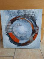 Modern schilderij 60 x 60 cm oranje - grijs - zilver, Ophalen, 50 tot 75 cm, Zo goed als nieuw, Schilderij