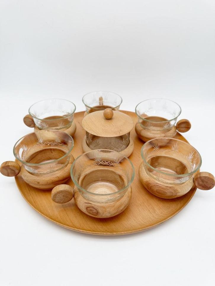 Jaren 70 theeservies, DDR, Huis en Inrichting, Keuken | Servies, Gebruikt, Overige typen, Overige stijlen, Glas, Ophalen of Verzenden
