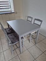 Eettafel met 4 stoelen en zitkussens, Huis en Inrichting, Tafels | Eettafels, Ophalen, Overige materialen, 100 tot 150 cm, 50 tot 100 cm