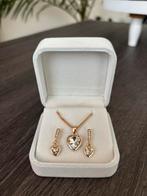 Gouden Sieradenset - Ketting & Oorbellen met Kristal, Met kristal, Hangers, Nieuw, Ophalen of Verzenden