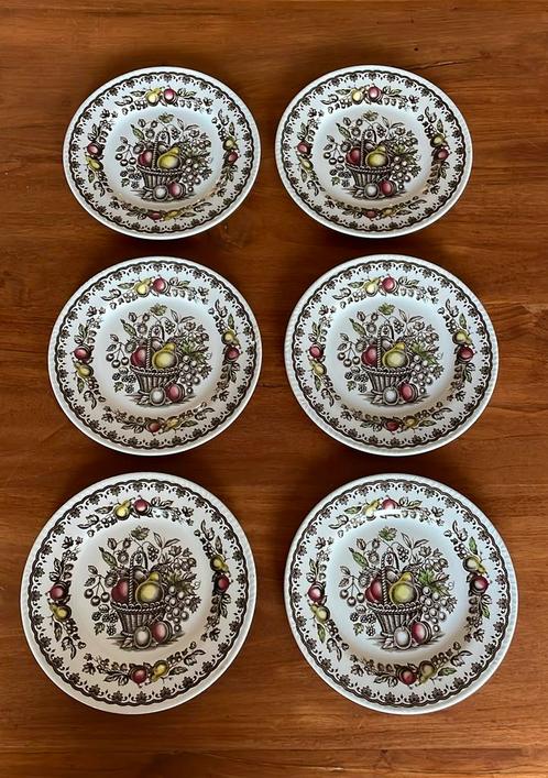 6 Wood & Sons Windsor ontbijtborden, Huis en Inrichting, Keuken | Servies, Zo goed als nieuw, Bord(en), Overige stijlen, Porselein