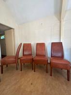 4 Vintage Lederen Eetkamerstoelen bruin leer, Huis en Inrichting, Ophalen, Gebruikt, Bruin, Leer