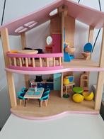 Houten poppenhuis met accessoires, Ophalen, Zo goed als nieuw, Poppenhuis