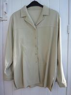 Lichtkaki (beige/groenig) stretch velours blouse, maat 46, Beige, Ophalen of Verzenden, Zo goed als nieuw, Maat 46/48 (XL) of groter
