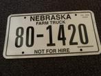 Kentekenplaat licenseplate Nebraska Farm Truck USA, Auto's, Gebruikt, Ophalen of Verzenden