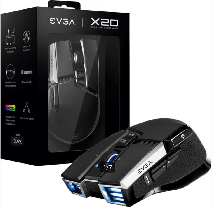 EVGA X20 Gaming Mouse (nieuw), Computers en Software, Muizen, Nieuw, Muis, Rechtshandig, Draadloos, Gaming muis, Ophalen of Verzenden