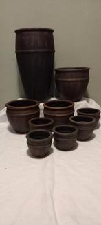 Complete 9 delige bloempotten set., Ophalen, Gebruikt, Rond, Minder dan 25 cm