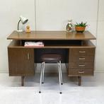 Vintage mid-century sixties bureau buro werkplek Wengé eiken, Huis en Inrichting, Bureaus, Ophalen, Gebruikt, Onbekend, Onbekend