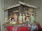 Kerststal 20x50 cm en 31 cm hg, hout+10 beelden, Diversen, Kerst, Ophalen of Verzenden, Zo goed als nieuw