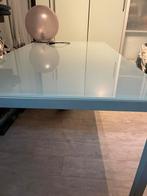 Melkglas eettafel 80/150 cm, Huis en Inrichting, Tafels | Eettafels, Ophalen, Gebruikt, 100 tot 150 cm, 50 tot 100 cm