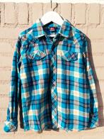 Warme flanellen blouse jongen blauwtinten mt. 122, Ophalen, Overhemd of Blouse, Oiboi, Zo goed als nieuw