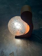Vintage lampje jaren 70 hout glas temde leuchten, Ophalen, ., 2de hands, Zo goed als nieuw