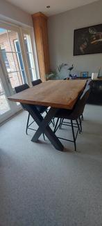Bartafel met stoelen - Hout & Metaal, Huis en Inrichting, Ophalen, Gebruikt, 100 tot 150 cm, 50 tot 100 cm