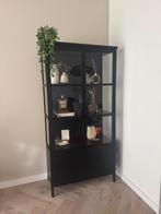 Stalen vitrinekast – zwart met glas (industrieel design), Huis en Inrichting, Kasten | Vitrinekasten, Ophalen, Met deur(en), 50 tot 100 cm
