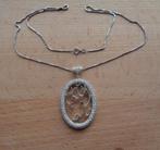 zilveren vergulde ketting met mooie grote hanger [058], Overige materialen, Verzenden, Zo goed als nieuw, Met kristal
