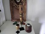 Mooie set van 3 houten kandelaars, Huis en Inrichting, Woonaccessoires | Kandelaars en Kaarsen, Ophalen, Hout, 50 tot 75 cm