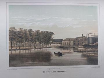 3 / Stedelijke Gasfabriek te Leiden Steendruk ca 1859 beschikbaar voor biedingen