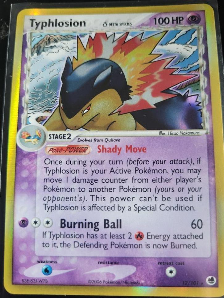 Typhlosion Delta Species (DF 12) EX Dragon Frontiers, Hobby en Vrije tijd, Verzamelkaartspellen | Pokémon, Gebruikt, Losse kaart