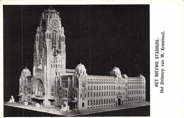 Rotterdam - Het Nieuwe Stadhuis - Ontwerp W. Kromhout - onge, Verzamelen, Ansichtkaarten | Nederland, Ongelopen, Zuid-Holland