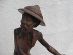 Balinees houten beeld visser 34 cm, Ophalen of Verzenden