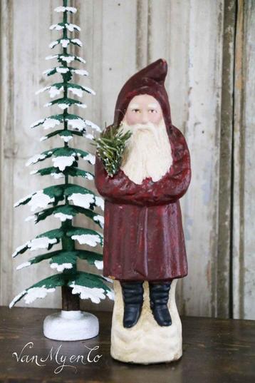 Oude kerstman candycontainer in bordeaux rood beschikbaar voor biedingen