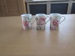 The Leonardo collection 3 mokken met roos D8cm H10cm, Huis en Inrichting, Keuken | Servies, Overige typen, Ophalen of Verzenden