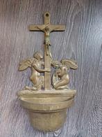 Antiek wijwaterbakje met kruis en engelen, Antiek en Kunst, Ophalen of Verzenden